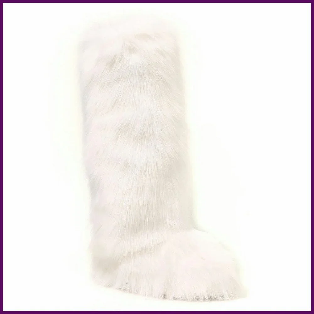 Knee High Faux Fur Snow Boots Women's Winter Non-Slip Warm Boots